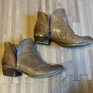 Lucky Brand cognac leather ankle boots.